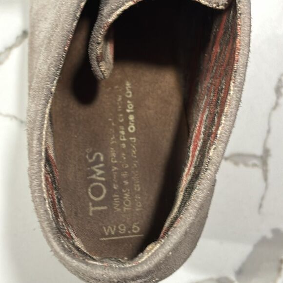 Toms | Women's Beige Suede Desert Booties Wedge Heel Lace Up Round Toe Size 9.5 - Picture 13 of 14